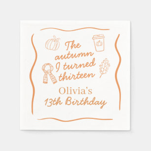 The Autumn I Turned Thirteen Fall Birthday Napkin
