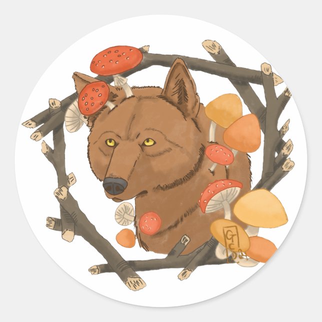 The Autumn Wolf OC Classic Round Sticker (Front)