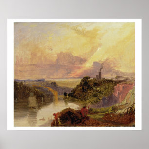 The Avon Gorge at Sunset (oil on paper) Poster