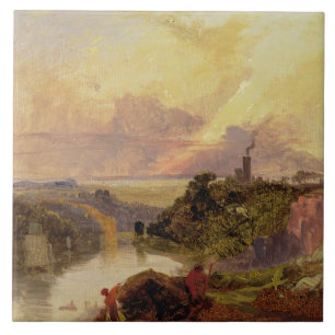 The Avon Gorge at Sunset (oil on paper) Tile