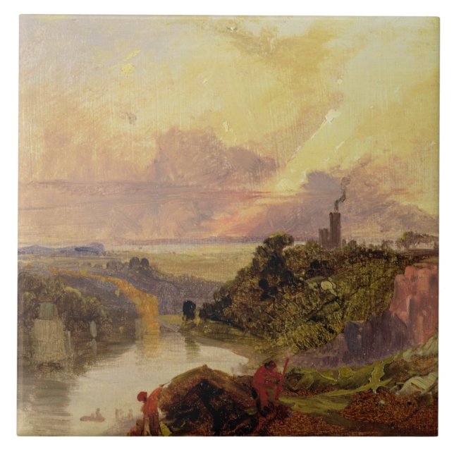 The Avon Gorge at Sunset (oil on paper) Tile (Front)