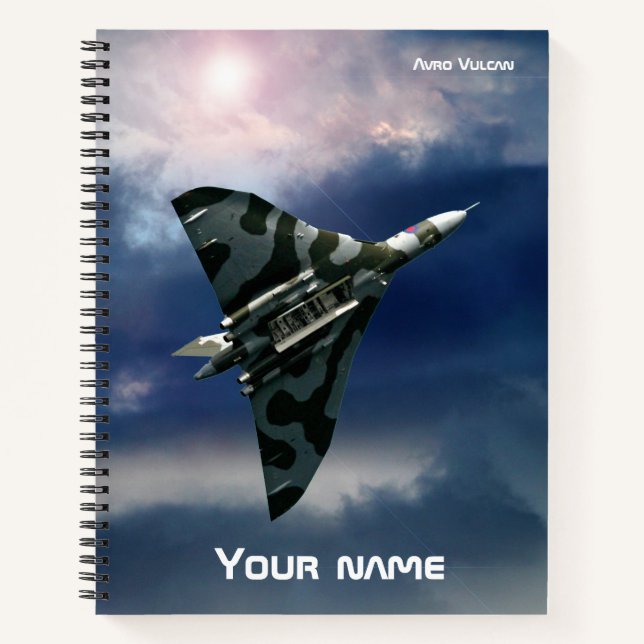 The Avro Vulcan delta wing bomber, your name Notebook (Front)