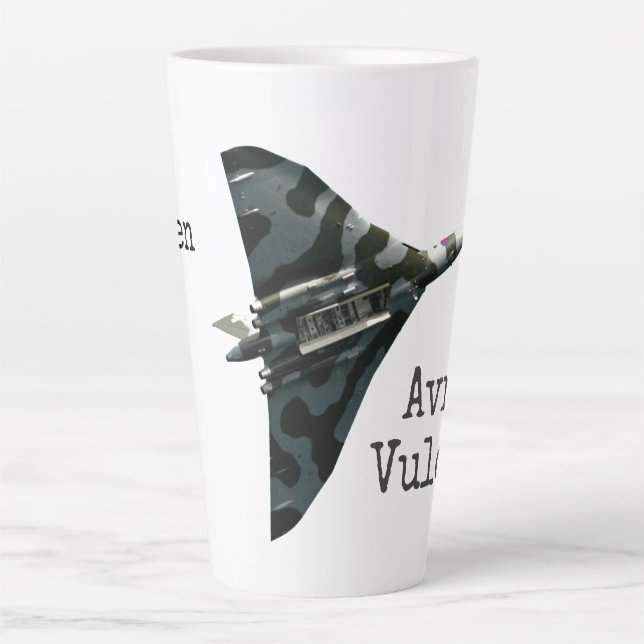 The Avro Vulcan in flight, personalised name large Latte Mug (Front)