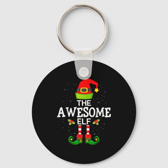 The Awesome Elf Christmas Family Matching Pajama  Key Ring (Front)