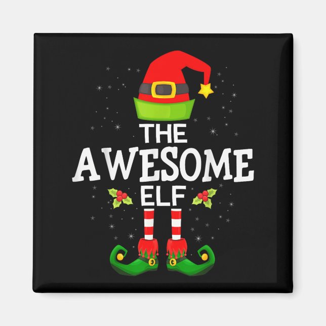 The Awesome Elf Christmas Family Matching Pajama  Magnet (Front)