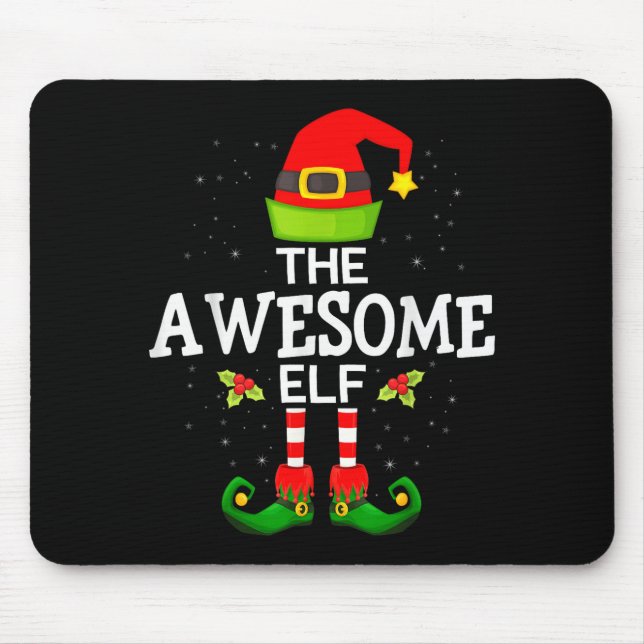 The Awesome Elf Christmas Family Matching Pajama  Mouse Mat (Front)