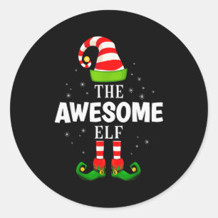 The Awesome Elf Christmas Pjs Matching Pajama Classic Round Sticker