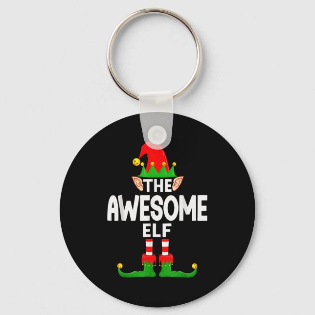 The Awesome Elf Family Christmas Pajama Party  Key Ring (Front)
