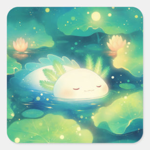 The Axolotl Floral Dream Square Sticker