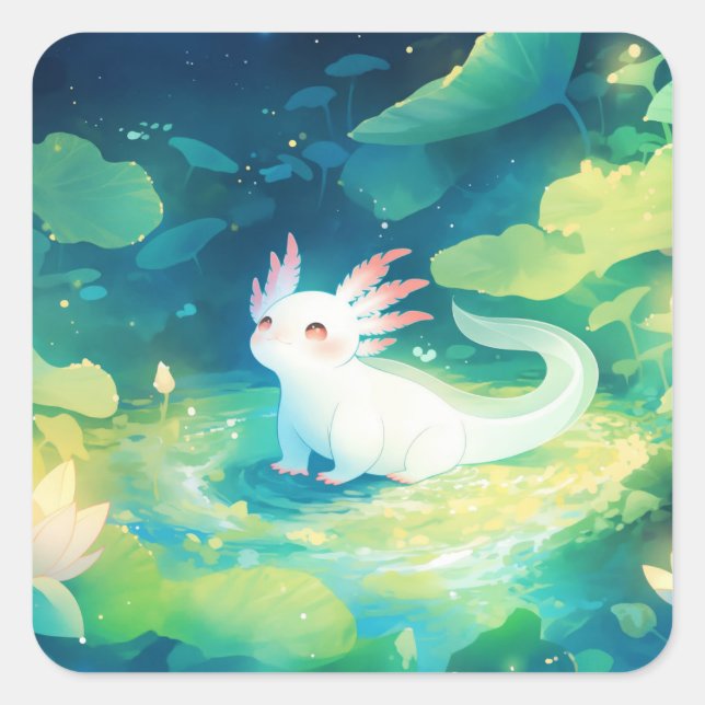 The Axolotl Secret Garden Square Sticker (Front)