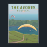 The Azores Portugal Travel Vintage Art Postcard<br><div class="desc">The Azores vector artwork. The islands are chraacterised by dramatic landscapes,  fishing villages,  green pastures and hedgerows of blue hydrangeas.</div>