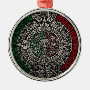 The Aztec Mexico Sun Stone Calendar Metal Tree Decoration