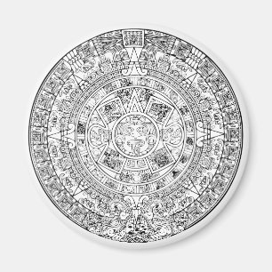The Aztec Sun Calendar Circular Stone Design Magnet