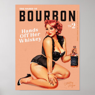 "The Babes Of Bourbon" Curvy Vintage Pinup Art Poster