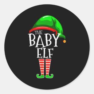 The Baby Elf Group Matching Family Christmas  Classic Round Sticker