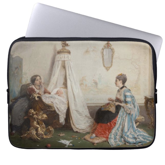 The Baby is Sleeping (by Gerolamo Induno) Laptop Sleeve (Front)