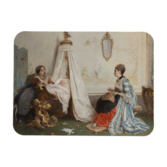 The Baby is Sleeping (by Gerolamo Induno) Magnet (Horizontal)