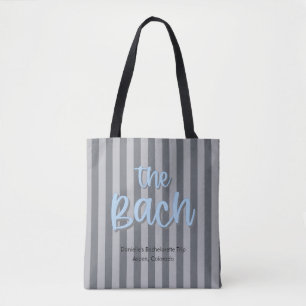 The Bach Blue + Grey Striped Bachelorette Party Tote Bag