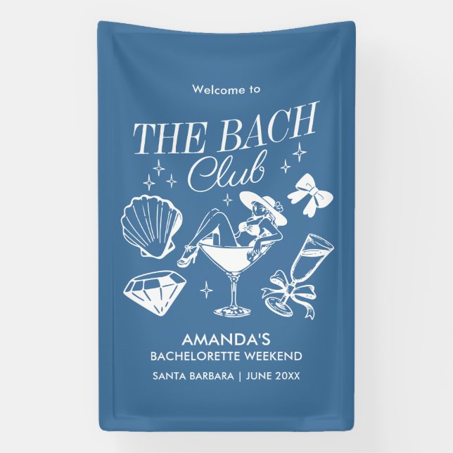 The Bach Club Beach Wedding Bachelorette Party Banner (Vertical)