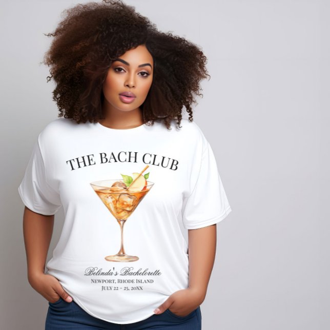 The Bach Club Luxury Aesthetic Bachelorette T-Shirt (THE BACH CLUB Apple Martini  Relaxed Fit)