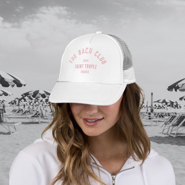 The Bach Club Pink Custom Crest Bachelorette Trucker Hat (The Bach Club Pink Custom Crest Bachelorette Trucker Hat)