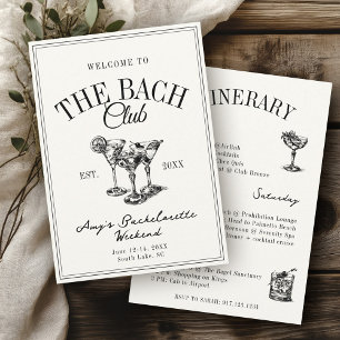 The Bach Club Vintage Bachelorette Ititerary Invitation