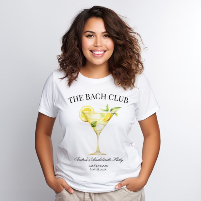 The Bach Social Club Lemon Cocktail Bachelorette T-Shirt (Customizable Wording.)