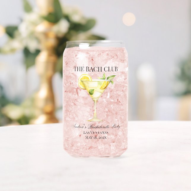 The Bach Social Club Lemon Cocktail Bridesmaid Can Glass (Insitu (Wedding))