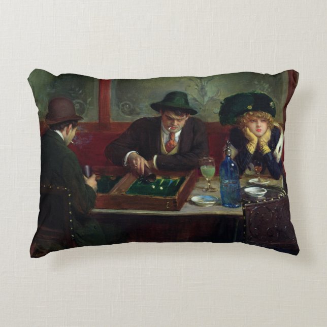 The Backgammon Players Decorative Cushion (Front)