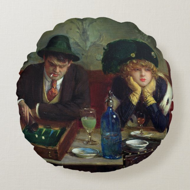 The Backgammon Players Round Cushion (Front)