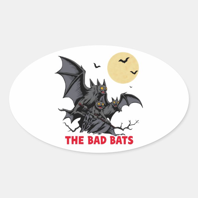 the bad bats - funny halloween gift oval sticker (Front)