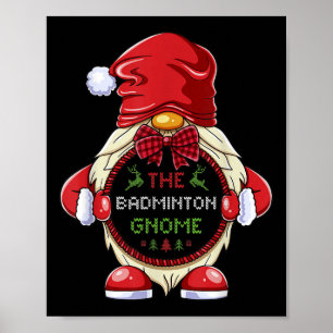 The Badminton Gnome Matching Family Group Christma Poster