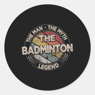 The Badminton Legends Retro Shuttle Men's Badminto Classic Round Sticker