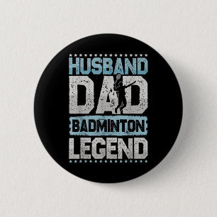 The Badminton Legends Retro Shuttle Mens Badminton 6 Cm Round Badge