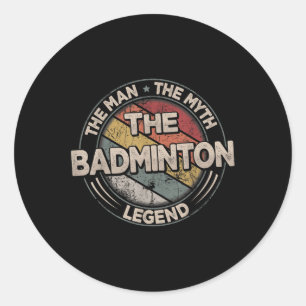 The Badminton Legends Retro Shuttle Mens Badminton Classic Round Sticker