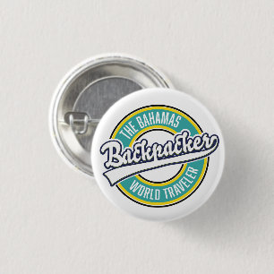 The Bahamas Backpacker World Traveller retro logo. 3 Cm Round Badge