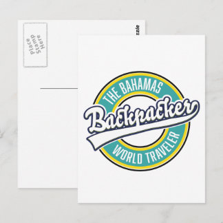 The Bahamas Backpacker World Traveller retro logo. Postcard