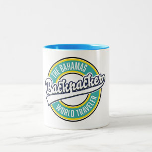 The Bahamas Backpacker World Traveller retro logo. Two-Tone Coffee Mug