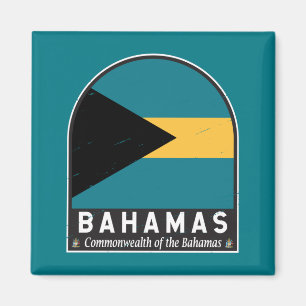 The Bahamas Flag Emblem Distressed Vintage Magnet