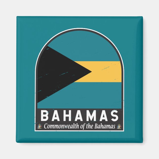 The Bahamas Flag Emblem Distressed Vintage Magnet (Front)