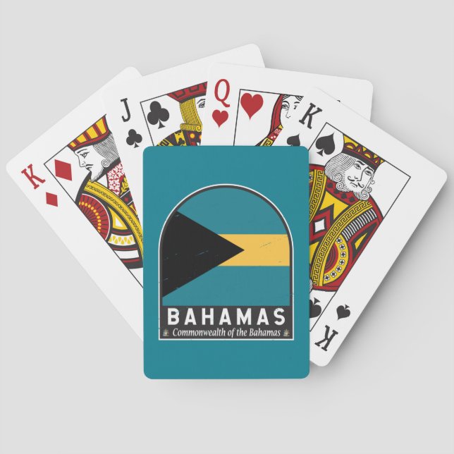 The Bahamas Flag Emblem Distressed Vintage Playing Cards (Back)