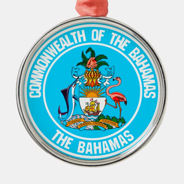 The Bahamas Round Emblem Metal Tree Decoration (Front)