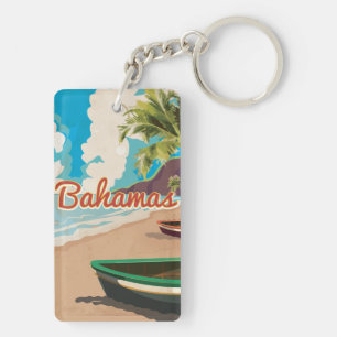 The Bahamas vintage Travel Poster. Key Ring