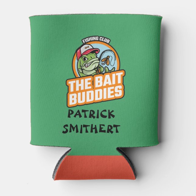 The Bait Buddies Fishing Club  Can Cooler (Front)