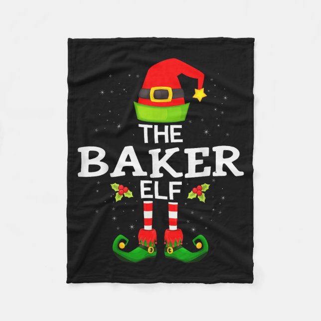 The Baker Elf Christmas Family Matching Pajama  Fleece Blanket (Front)