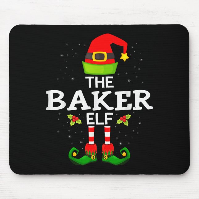 The Baker Elf Christmas Family Matching Pajama  Mouse Mat (Front)