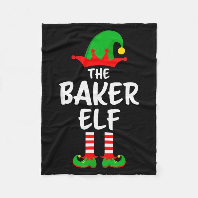 The Baker Elf Matching Family Christmas  Fleece Blanket (Front)