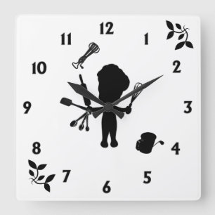 The Baker Juggles His Utensils / Tools Square Wall Clock
