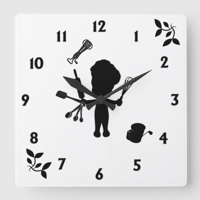 The Baker Juggles His Utensils / Tools Square Wall Clock (Front)
