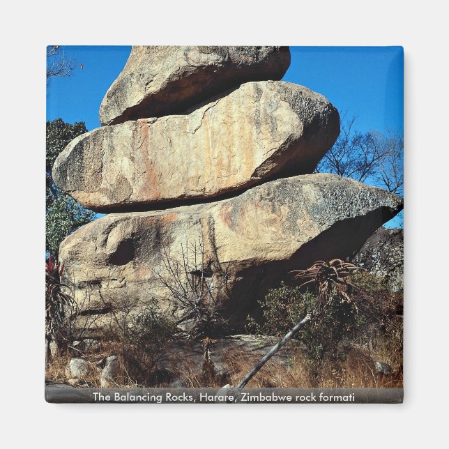 The Balancing Rocks, Harare, Zimbabwe rock formati Magnet (Front)